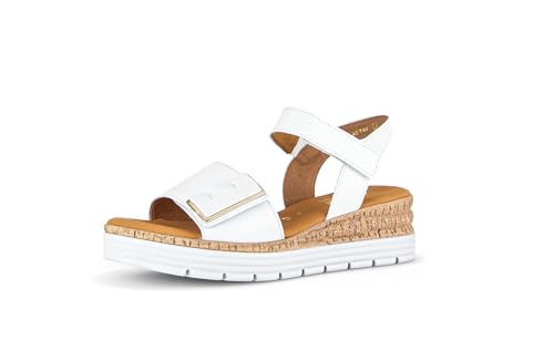 Gabor Damen Keilsandalen, Frauen Sandalen,Leichte Mehrweite (G),Keilabsatz,Wedge-Heel,bequem,flach,Sommerschuhe,Weiss...