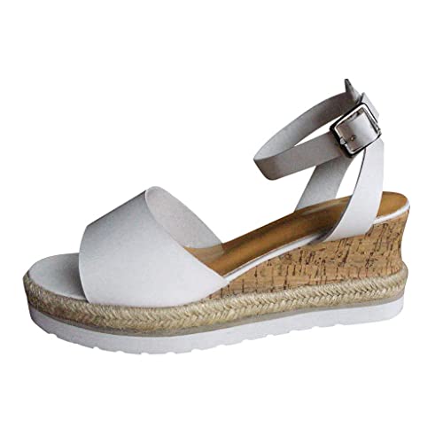 Sandalen Damen Sommer mit Absatz Orange Riemchensandalen Sandals Schuhe Bequem Boho Keilsandalen Damenschuhe Pantoletten...