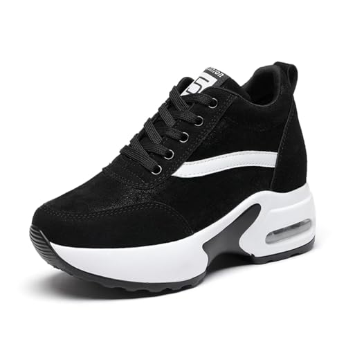 JAOOUU Damen Sneaker mit Keilabsatz Bequeme Sportschuhe Wedges Veloursleder Turnschuhe Mode Freizeitschuhe Atmungsaktiv...