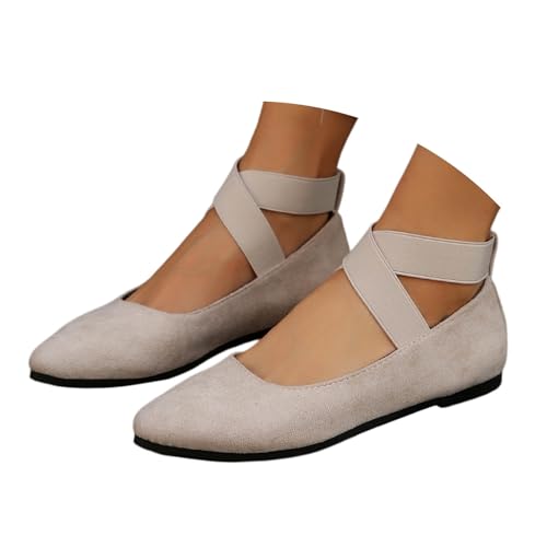 Riemchenballerina Damen,Balerinaschuhe Damen Schuhe Flache Bequeme Freizeit Pumps Schuhe Orthopädische Sommer Passform...