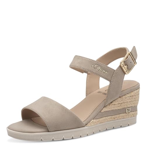 s.Oliver Damen Sandalen mit Keilabsatz Sommer, Beige (Light Taupe), 37 EU