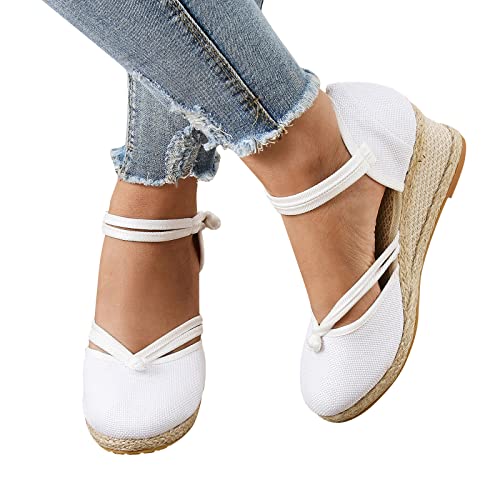 Keilabsatz Pumps,Sandalen Damen Espadrilles Plateau Wedges Sandaletten mit Geschlossene Keilabsatz Sommerschuhe Sommer...