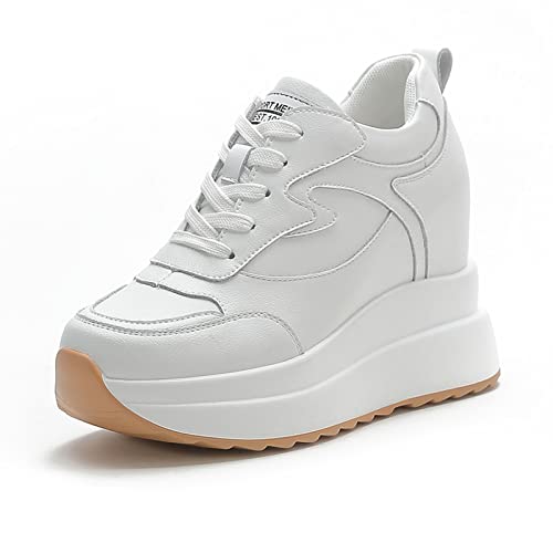 MIEHUIAI Damen Sneaker mit Keilabsatz 10 cm Plateau Freizeitschuhe Mode Wedges Sneakers Bequeme rutschfest...