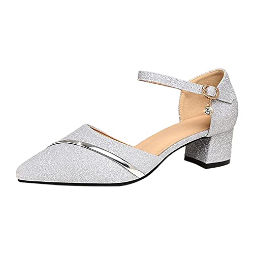 Damen High Heels, Sandalen Vorne Geschlossen Damen Hohe Schuhe Tanzschuhe High Heels Absatzschuhe Blockabsatz...