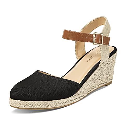 PIZZ ANNU Sandalen Damen Espadrilles Plateau Wedges Sandaletten mit Geschlossene Keilabsatz Sommerschuhe Sommer Pumps...
