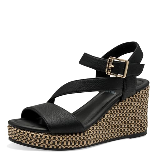 s.Oliver Damen Sandalen mit Keilabsatz Sommer Elegant, Schwarz (Black), 38 EU