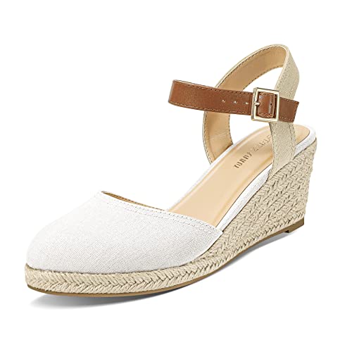 PIZZ ANNU Sandalen Damen Espadrilles Plateau Wedges Sandaletten mit Geschlossene Keilabsatz Sommerschuhe Sommer Pumps...