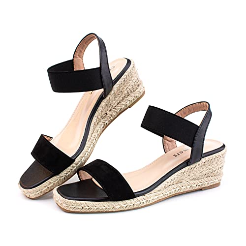 Sandaletten Damen Espadrilles Sandalen Damen Sommer Riemchensandalen Keilabsatz Sandaletten Riemchen Pumps Wedges...