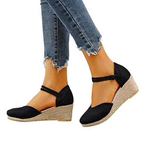 Fulidngzg Sommerschuhe Damen mit Absatz: Weiß Boho Römer Gothic Plateau Sandalen Wedges Weite H Breite Füße Bequem...