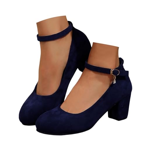 Damen Chunky Pumps Brautschuhe - Geschlossene Bequeme Spangenpumps Plateau Tanzschuhe Breite Füße Blockabsatz...