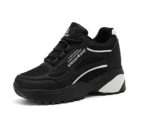 AONEGOLD Damen Sneaker Wedges mit Keilabsatz Turnschuhe Sportschuhe Laufschuhe Atmungsaktive Mesh...