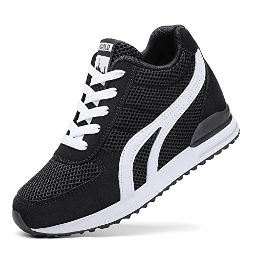 AONEGOLD Damen Sneakers Wedges Keilabsatz 7cm Sportschuhe Atmungsaktive Mesh Laufschuhe Outdoor Freizeitschuhe...