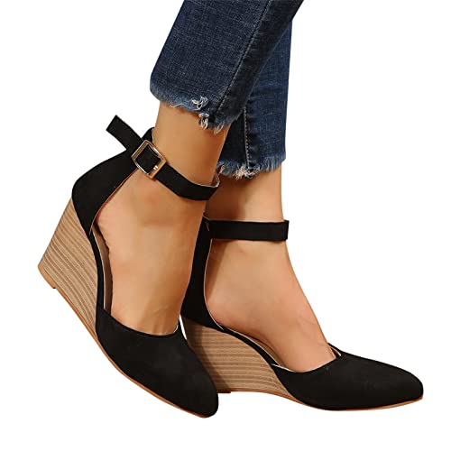Keilsandaletten Damen mit Keilabsatz Trendige Verbenas Espadrilles Vorne Geschlossen mit Riemchen Orthopädische...