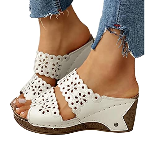 Onsoyours Plateau Sandalen Damen Sommer Keilabsatz Pantoletten Flach Geschlossene Slingback Wedges Sandaletten...